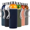 thumbnail image 1 of glass bottles with lids – 18oz glass water bottles, reusable juice bottle with lids for storing juices, reusable water bottle durable & ecofriendly set of 6 with Sleeves, 1 of 6