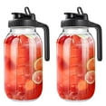 thumbnail image 1 of Behome  2 packs Glass Pitcher with Lid, 64 oz Mason Jar Pitcher with Wide Mouth, Heavy Duty Glass Container for Cold Brew Coffee, Iced Tea, Lemonade, 1 of 7