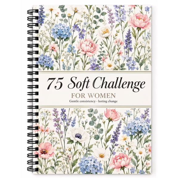 gleaminglife 75 Soft Challenge Planner for Women, A5 Spiral Bound Wellness Journal with Daily Habit Tracker, Water Tracker and Body Measurement Pages