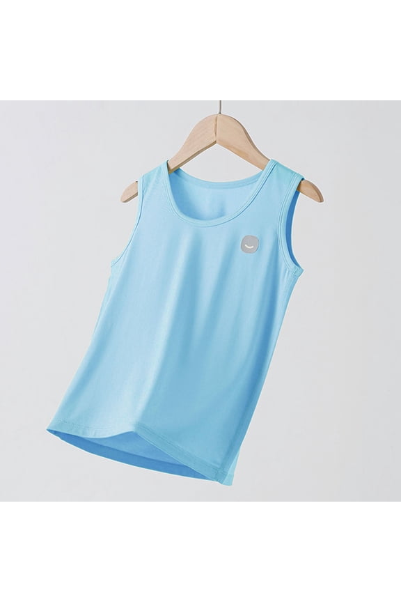 (2 - 16 Years) Big Kids - Class Round - Neck Sleeveless T - Shirt Made of Lenzing Tencel Lyocell. Ideal for Spring & Summer as Thin Base Layer, Unisex Design