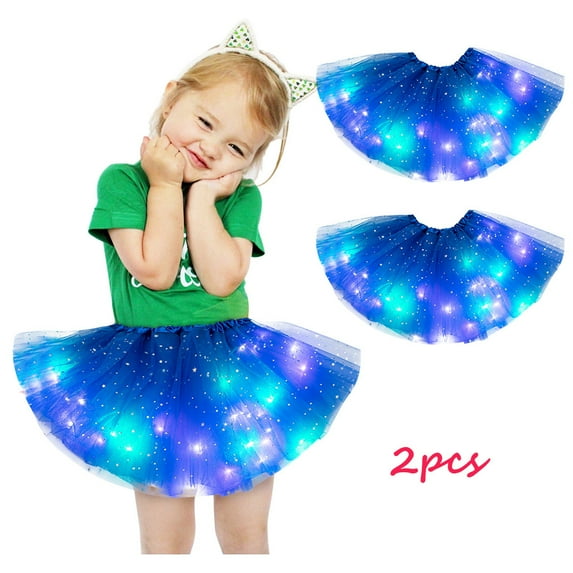 gljltg 2 Pcs Girls Layered Stars Sequins Tutu Skirt Princess Ballet Dance Dress for 2-8 Years