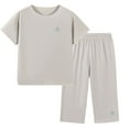 thumbnail image 1 of gljltg (3 - 16 Years) Big Kids' Summer Thin Lyocell Pajama Sets. A - Class Unisex Round - Neck Short - Sleeve Top Sets, Ideal for Comfortable Home Wear, 1 of 2