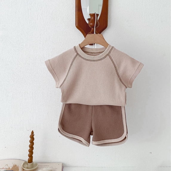 gljltg Baby Boys Lapel Clothes Button Shirt Tops +Shorts Pocket Outfit 2 PCS set