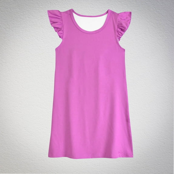 gljltg Baby Summer Girl's Cute Solid Round Neck Flying Sleeve Dress