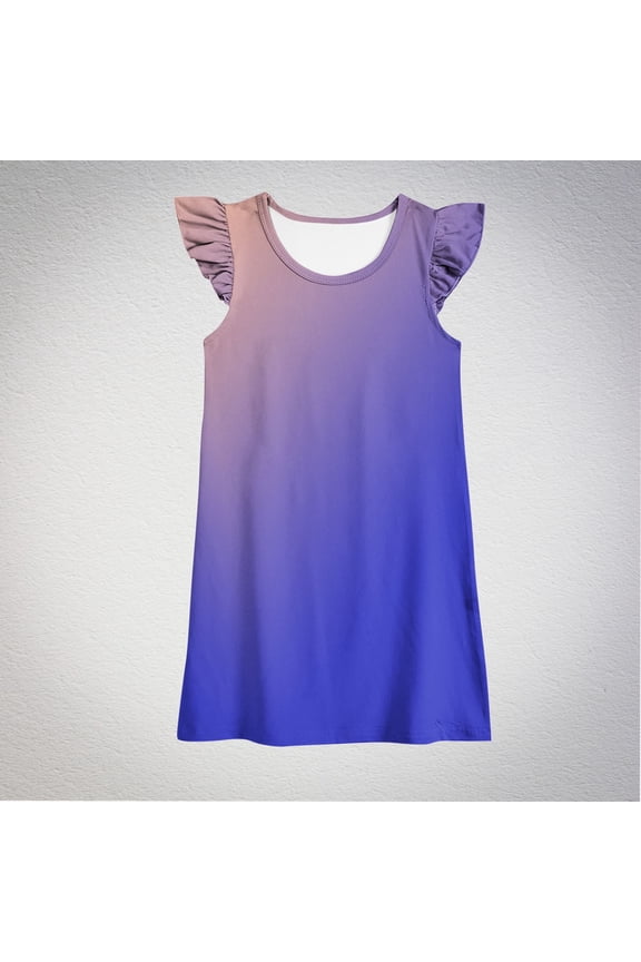 Baby Summer Girl's Cute Solid Round Neck Flying Sleeve Dress