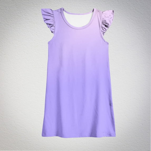 gljltg Baby Summer Girl's Cute Solid Round Neck Flying Sleeve Dress