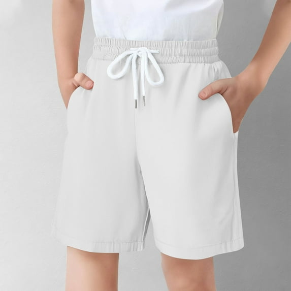 gljltg Boys' Summer 95% Polyester 5% Spandex Elastic Waist Drawstring Shorts, Breathable Casual for Beach Pool Party Outdoor, 5-16 Years