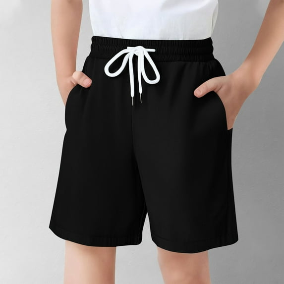 gljltg Boys' Summer 95% Polyester 5% Spandex Elastic Waist Drawstring Shorts, Breathable Casual for Beach Pool Party Outdoor, 5-16 Years