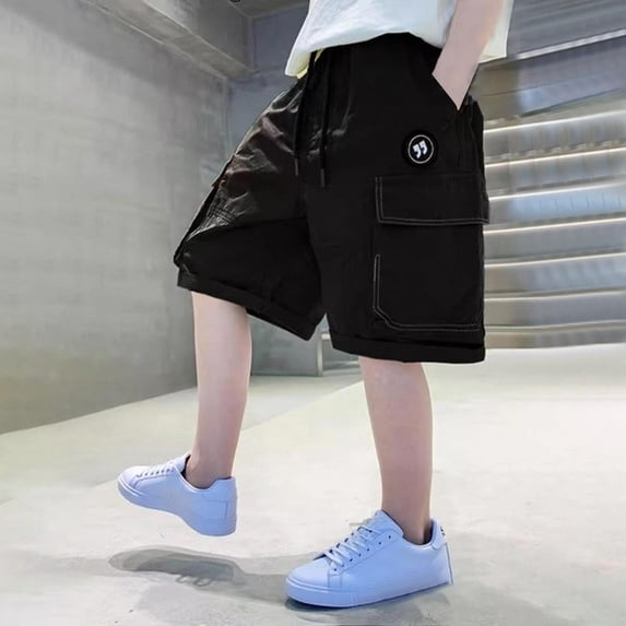 gljltg Boys' Summer Elastic Waist 95% Cotton Shorts Lightweight Breathable Casual Outdoor, 5-16 Years Multi-Activity Family