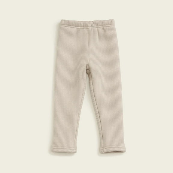 gljltg Fleece Lined Leggings Solid Color Mid Waist Warm And Plush Thick Leggings Long Pants 1-10Years