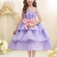 thumbnail image 1 of gljltg Girls' 100% Polyester Chiffon Puff Pleated Dress Breathable Soft Comfort for Daily Travel Birthday Party, 2-10 Years, 1 of 4