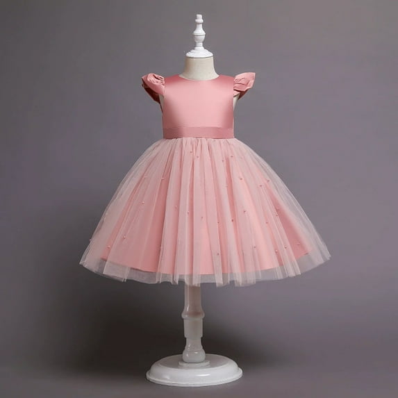 gljltg Girls Baby Long Skirt Solid Princess Bowknot Performance Dress Skirt Dress