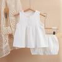 gljltg Girls Clothing Set Cotton Sleeveless Button Back Tank Crop Tops and Botton Short Pants Outfits