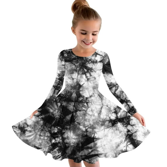 gljltg Girls Dress Long Sleeve Kids Toddler Little Big Girl Casual Dresses Girls Long Sleeve Stretchy Dress A Line Twirly Skater School Recital Dress