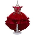 thumbnail image 1 of gljltg Girls Princess Costume Puff Sleeve Sequin Dress Long Sequin Canonicals, 1 of 9