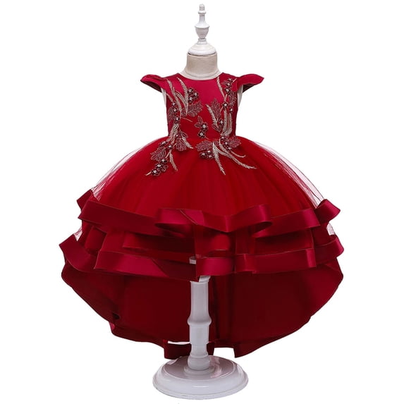 gljltg Girls Princess Costume Puff Sleeve Sequin Dress Long Sequin Canonicals