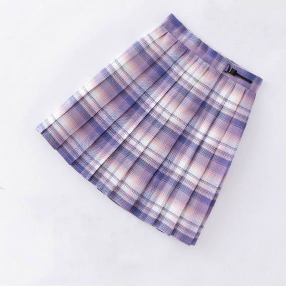 gljltg Girls' Waist Pleated Dress Children's Solid Color Tight Short Skirt Four Season Pleated Skirt Girls' Performance Half Skirt Uniform Checkered Skirt