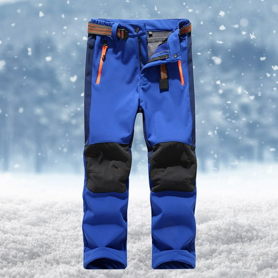 gljltg Kids Boys Girls Youth Waterproof Hiking Ski Snow Pants Elastic Waist Warm Insulated Pants 5-14Years