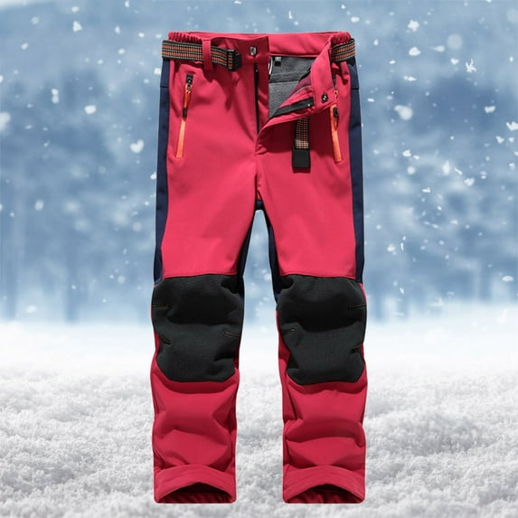 gljltg Kids Boys Girls Youth Waterproof Hiking Ski Snow Pants Elastic Waist Warm Insulated Pants 5-14Years