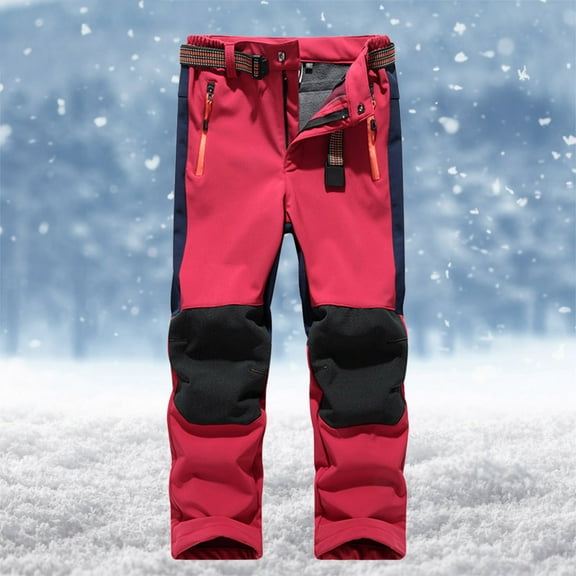 gljltg Kids Boys Girls Youth Waterproof Hiking Ski Snow Pants Elastic Waist Warm Insulated Pants 5-14Years