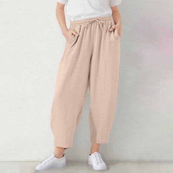 gljltg Kids' Elastic Waist Casual Pants – 95% Polyester Breathable Fabric for Boys & Girls Ages 5-14, Multi-Occasion Travel & Daily Wear with Pockets