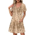 thumbnail image 1 of gljltg Summer Fashion Dress for Women Summer Short Sleeved Crewneck Tee Shirt Dress Casual Floral Print Beach Party Dress with Pockets, 1 of 2