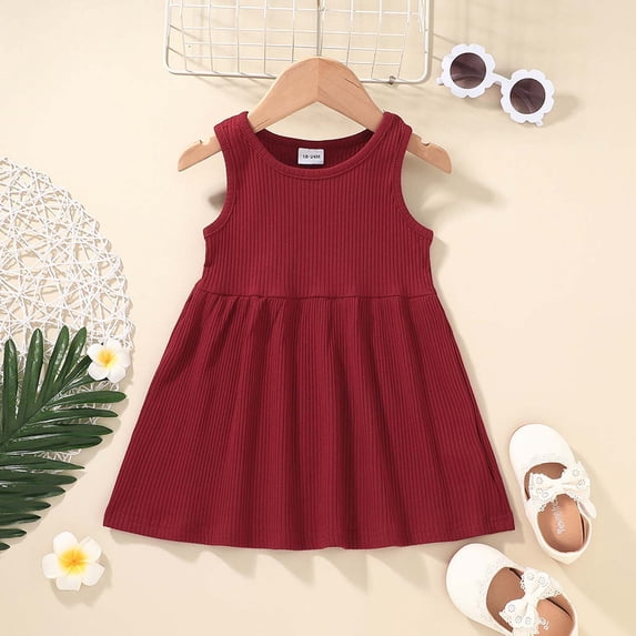 gljltg Toddler Baby Girl Dress Boho Linen Lace Baby Dress Sundress Girls Summer Clothes Outifits Sleeveless Solid Color Skirt