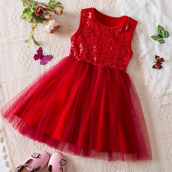 gljltg Toddler Girl Dress Sleeveless Mesh Bow Ruffle Puffy Tulle Tutu Dress for Girls Party Wedding Pageant Gown
