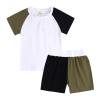 thumbnail image 1 of gljltg Toddler Girls 2Pcs Summer Outfits Kids Cute Print Clothes Tie Knot Crop Tops and Causal Sport Shorts Set, 1 of 5