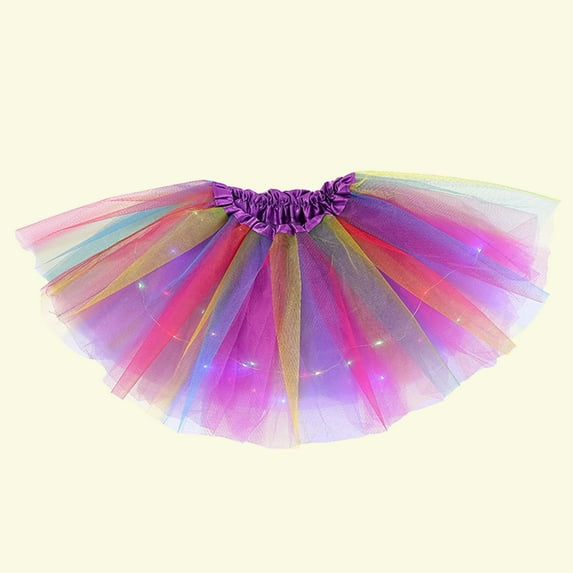 gljltg Toddler Girls Cute Party Dance Solid Color Net Yarn Sequins Stars Tulle Hairband Skirt