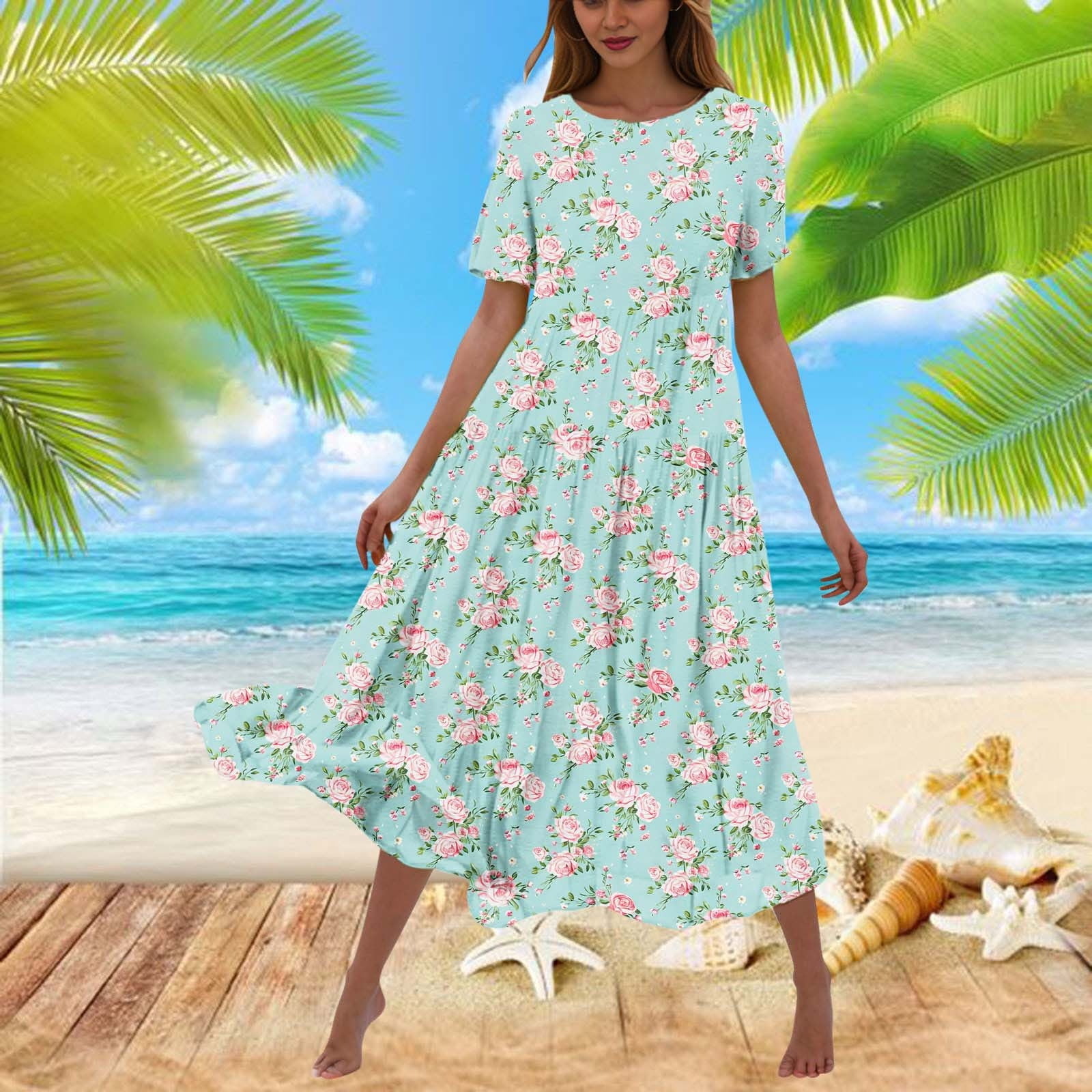 chinese dress ladies PRETTYGARDEN Womens Casual Long Summer Dresses Sleeveless Strappy Loos main image 1