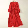 thumbnail image 1 of gljltg Women's Cotton Linen Lightweight Short Sleeve Round Neck Dress with Elastic Waist – Breathable Summer Beach Travel Casual Style for Women, 1 of 5