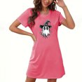 thumbnail image 1 of gljltg Women's Large Size Short Nightdress with Chest Print, Round Neck, Short Sleeves for Women, Girls, Moms, Wives, Daughters, Spring, Summer, Winter, Suitable for Sleeping, Casual Wear, 1 of 3