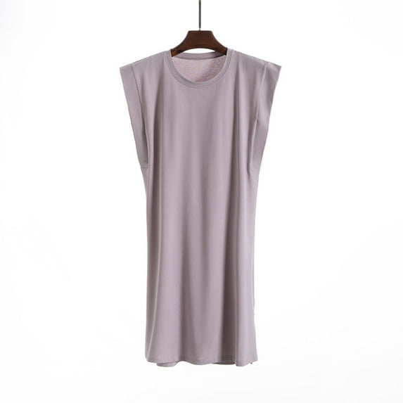 gljltg Women's Nightdresses Sale Sleepwear Sleeveless Tank Nightshirt Stripe Print A-Line Dress Loose Casual Midi Dress Pajama Comfy Soft Loungewear