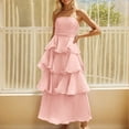 thumbnail image 1 of gljltg Women's Summer Slim Sexy Fashion Strapless Backless Cake Dress, Polyester Fabric, Lightweight Breathable Spring Summer, Daily Vacation Party Outfit, Easy Care Hand Washable, 1 of 7