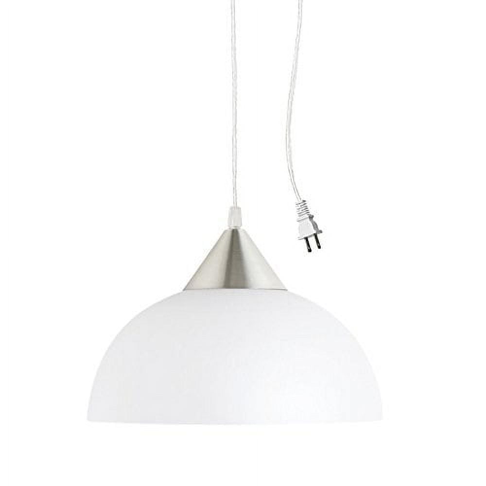 Amaris Brushed Nickel 1-Light White Globe Plug-In Pendant