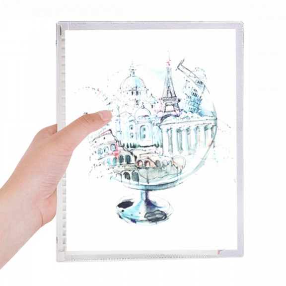 globe london eye eiffel tower watercolor notebook loose diary refillable journal statiry