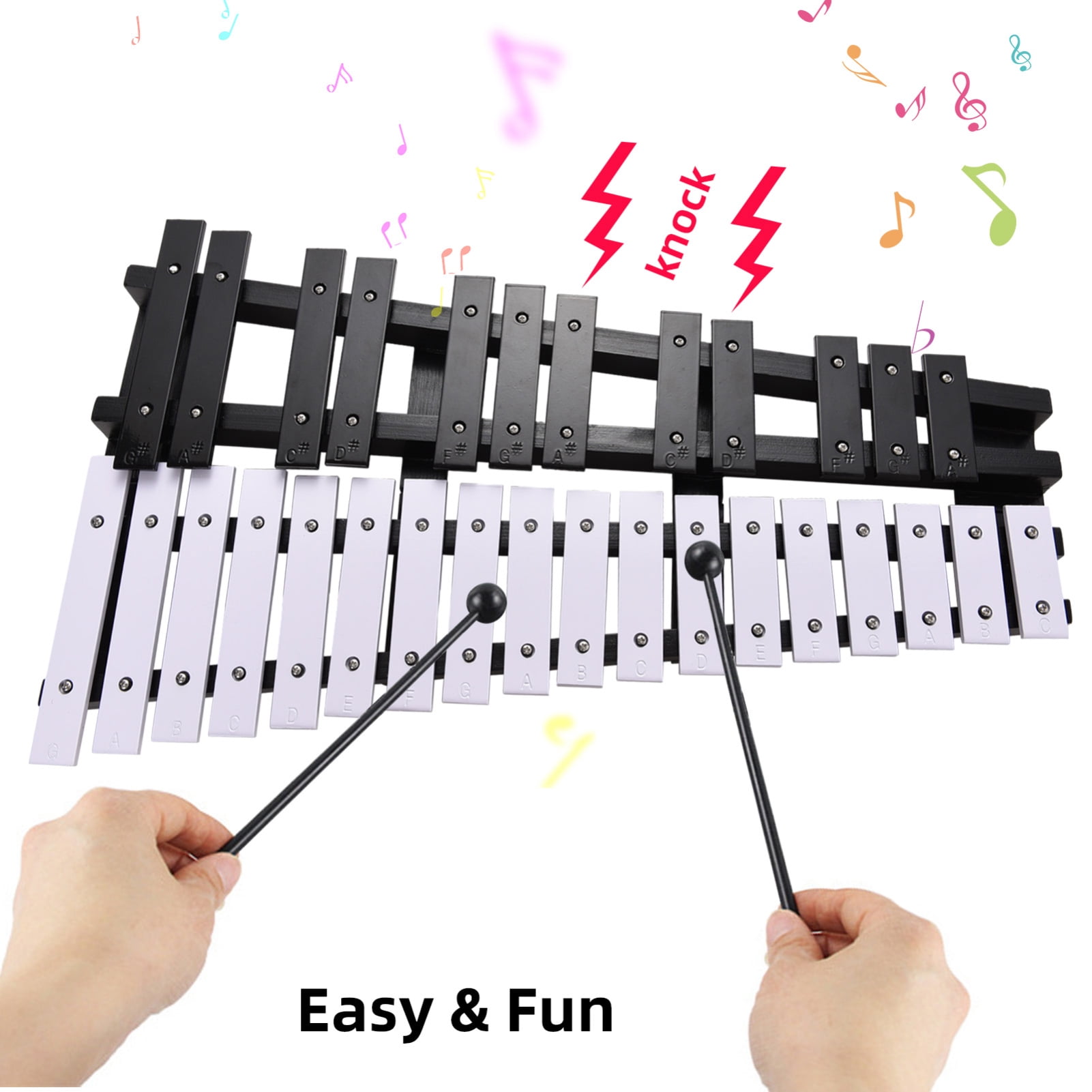 glockenspiel Xylophone 30 Note Glockenspiel Foldable Xylophone Wooden Frame 5mm Thickness Aluminum Bars Percussion Musical Instrument with Carrying Bag 2 Mallets Gift for Beginners Students