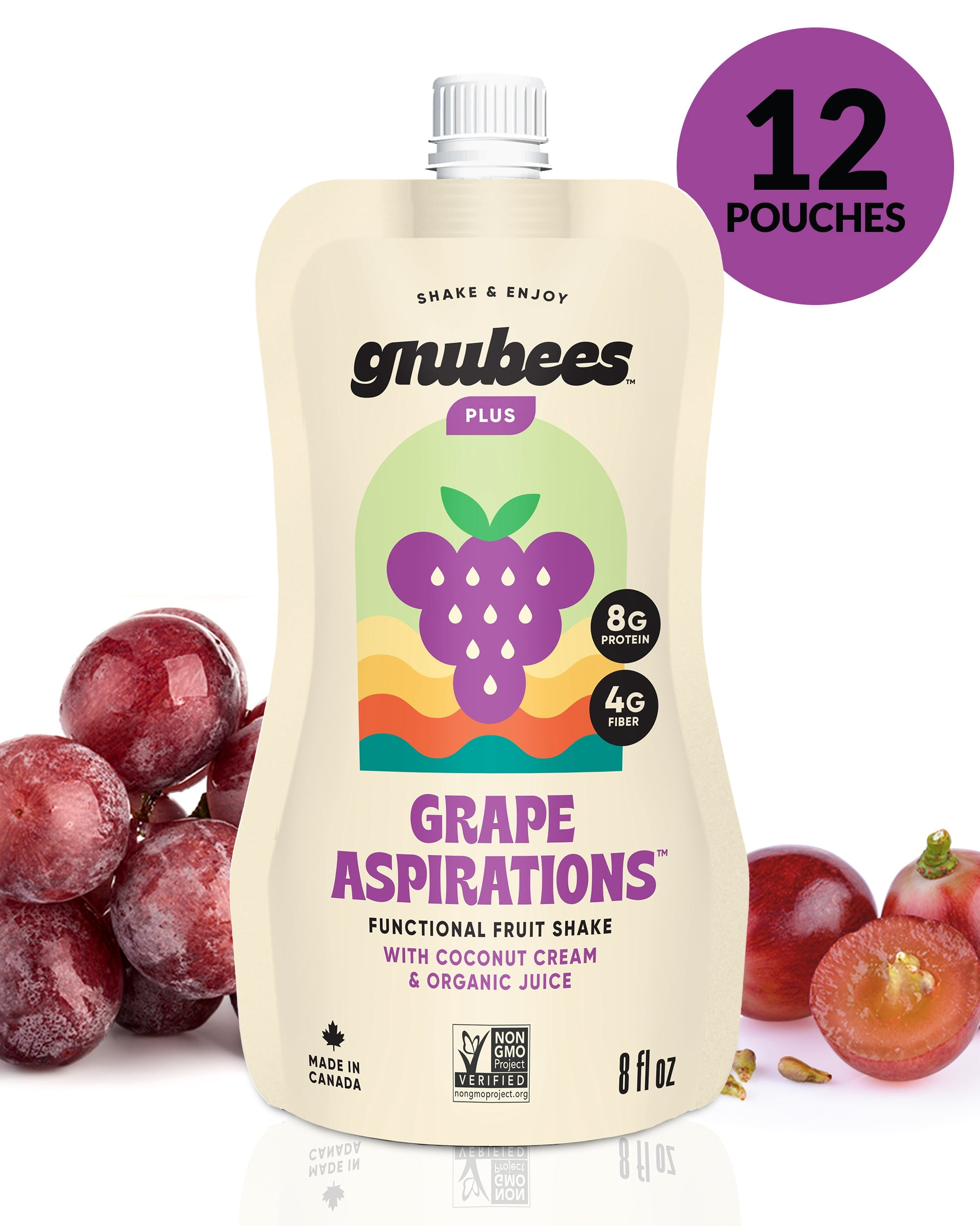 gnubees Grape Aspirations Pack of 12 Pouches (8.5oz Each)