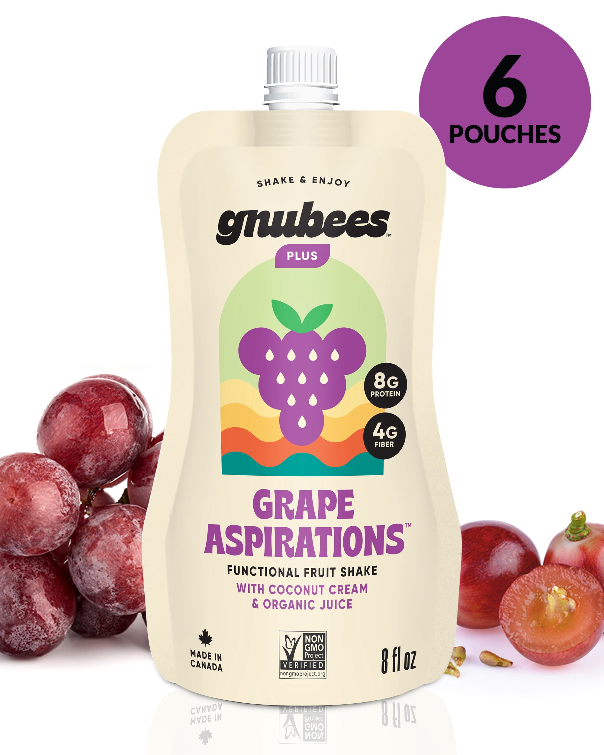 gnubees Grape Aspirations Pack of 6 Pouches (8.5oz Each)
