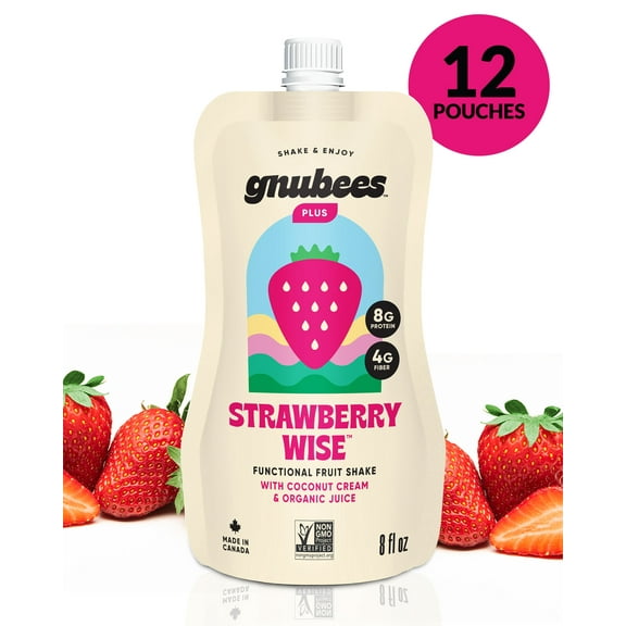 gnubees Strawberry Wise Pack of 12 Pouches, (8.5oz)
