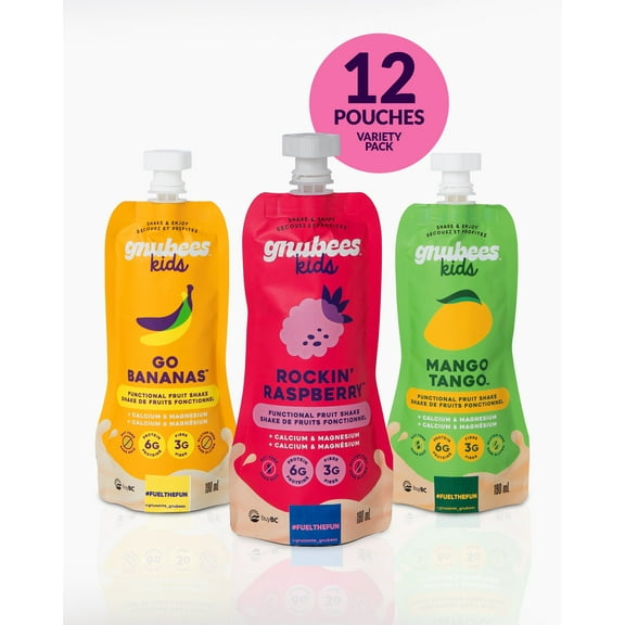 gnubees Variety (12 Pack, 4 Packs of Each flavor, 6.5oz Each)