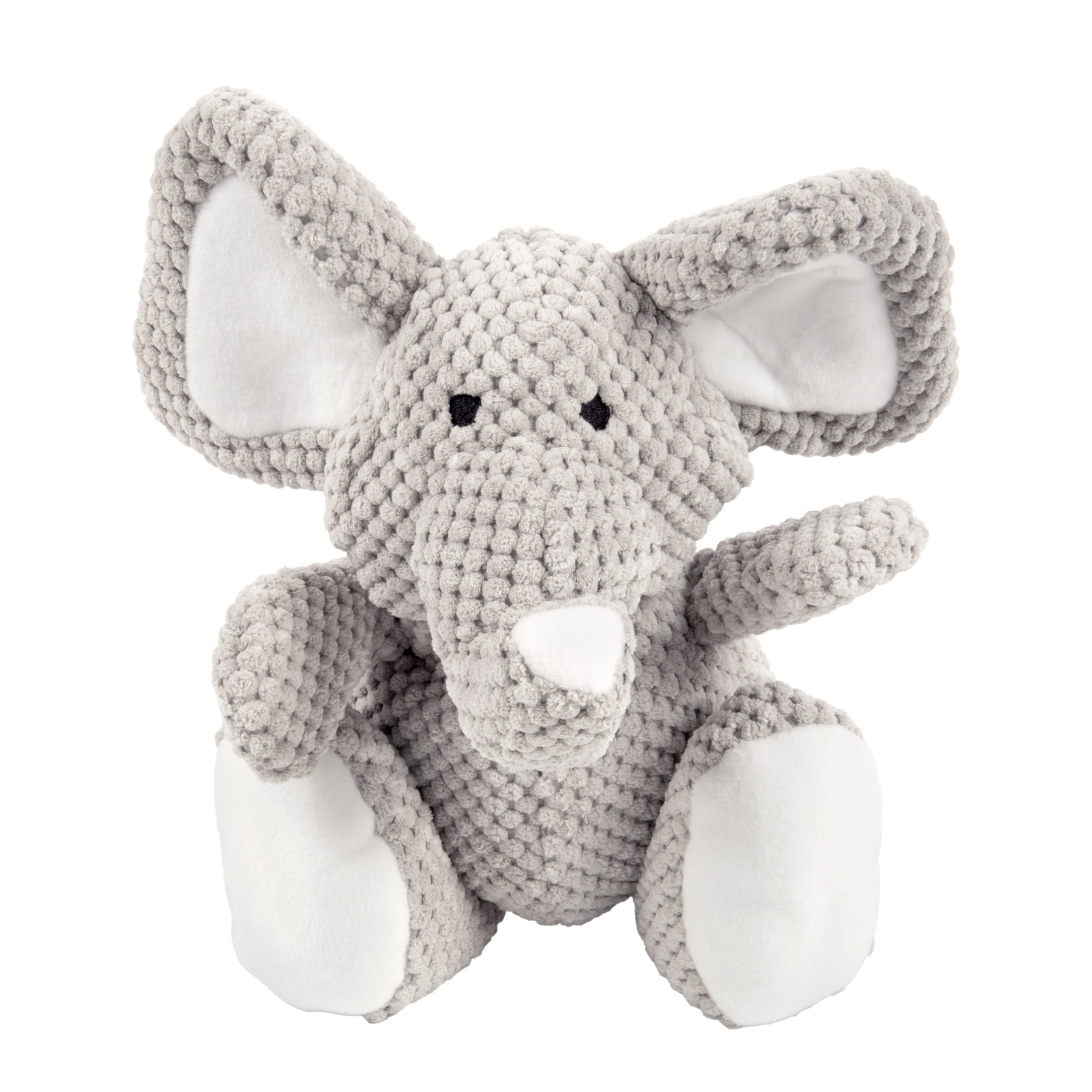 goDog Checkers Elephant Tough Plush Toy with Chew Guard Technology, Durable Checkered Fabric & Squeaker for Active Play, Gray, Large