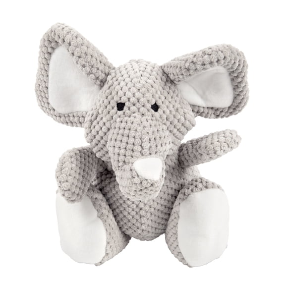 goDog® Checkers™ Elephant with Chew Guard Technology™, Durable Plush Squeaker Dog Toy, Large, Gray