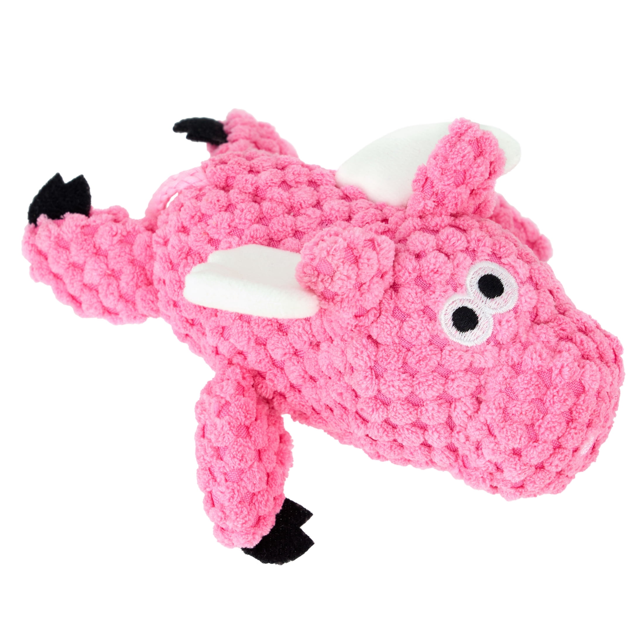 goDog Checkers Flying Pig Squeaky Plush Dog Toy with Chew Guard Technology, Durable Fabric & Squeaker for Active Play, Pink, Mini