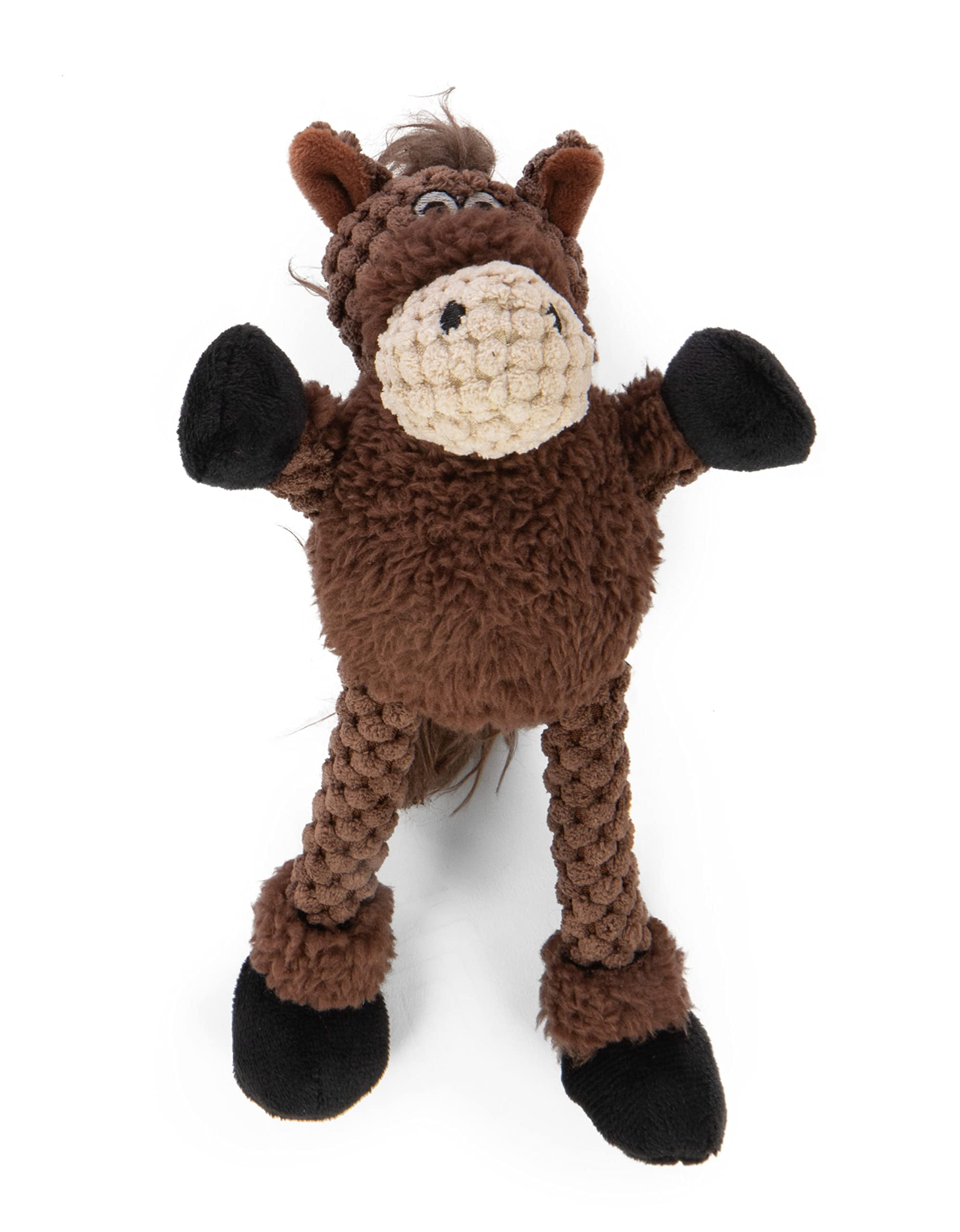 goDog Checkers Skinny Horse Durable Plush Dog Toy, Mini, with Squeaker and Chew Guard Technology