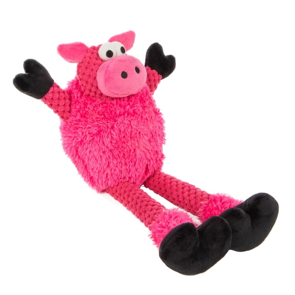 goDog Checkers Skinny Pig Tough Plush Toy with Chew Guard Technology, Durable Checkered Fabric & Squeaker for Active Play, Small