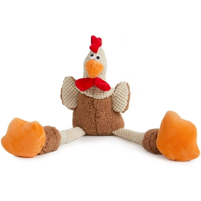 goDog Checkers Skinny Rooster Dog Toy w/Chew Guard Technology