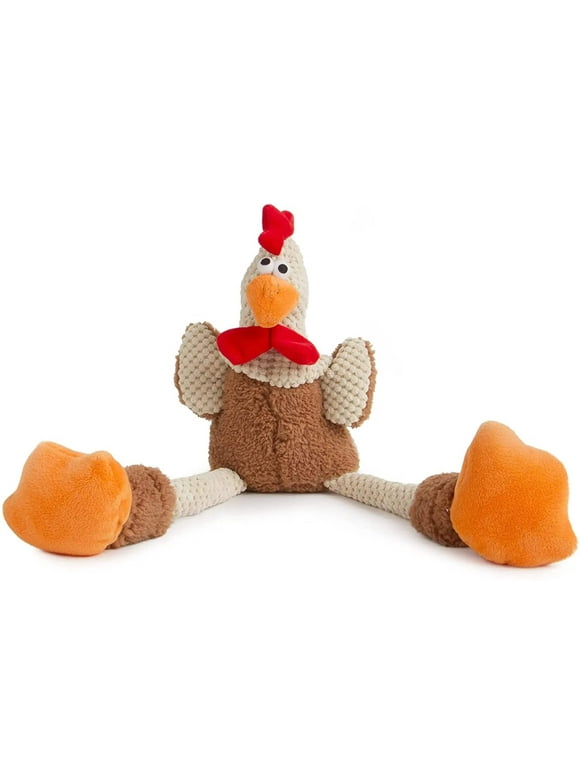 goDog Checkers Skinny Rooster Dog Toy w/Chew Guard Technology