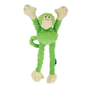 goDog Crazy Tugs Monkeys Squeaky Plush Dog Toy, Chew Guard Technology, Green, Large